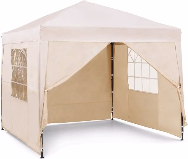 Vonhaus Heavy Duty Pop Up Gazebo with Sides for Garden, 2.5m, White, Grey or Beige