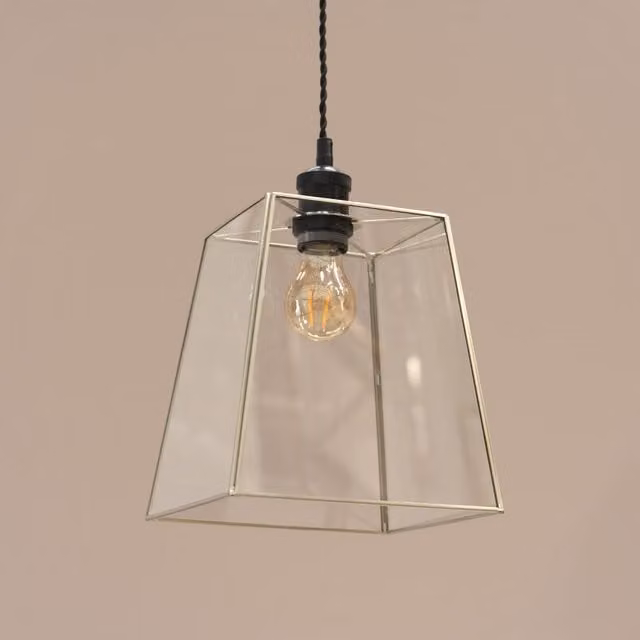 ValueLights Susie Pair Silver Glass Lantern Easy Fit Light Shade with LED Bulbs