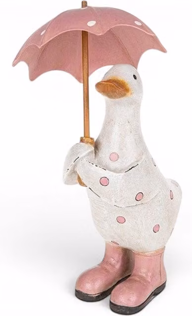 Joe Davies Pink and White Dotted Ceramic Duck Tabletop Ornament H: 7.5 cm x W: 7.5 cm x D: 1.0 cm