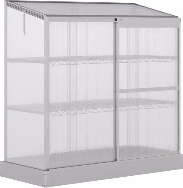 FLAVORA 3-Tier Greenhouse in Transparent with Steel and Aluminium Frame, W: 121.92 cm, D: 60.96 cm, H: 139.5 cm