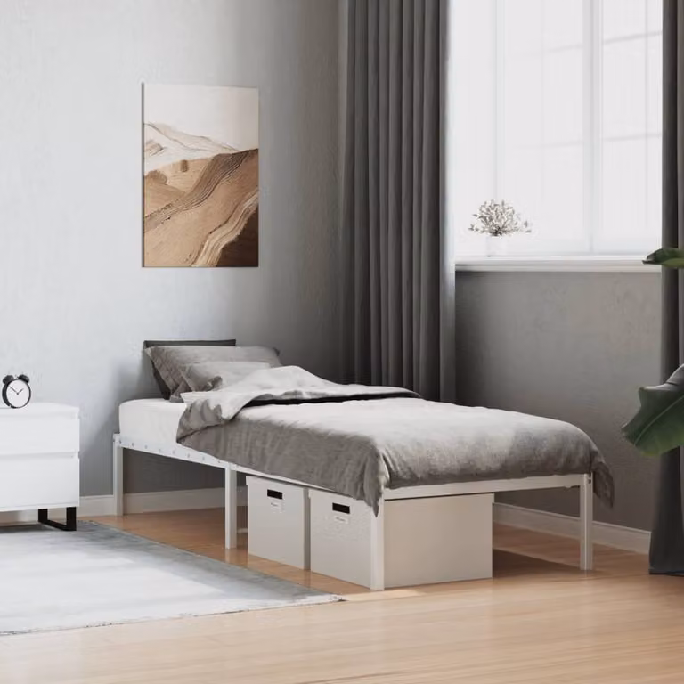 Berkfield Home Metal Bed Frame in White, Small Single