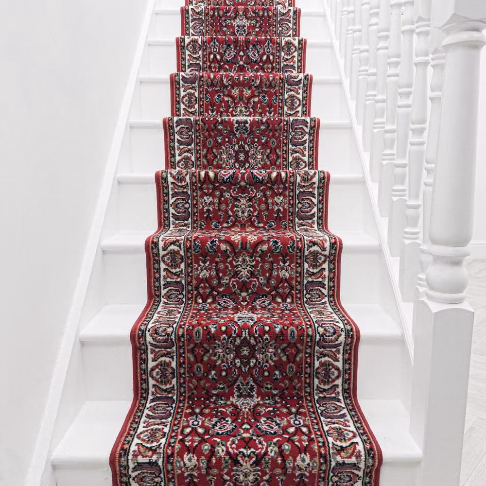 runrug Kashan Stair Runner Carpet in Red, W: 60 cm, L: 690 cm – 4