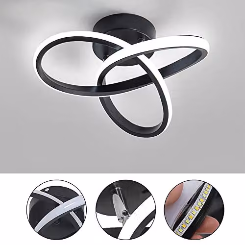 Goeco Modern Organic LED Ceiling Light in Black, 22W, 2500LM, 6500K, Diameter: 25 cm – 8