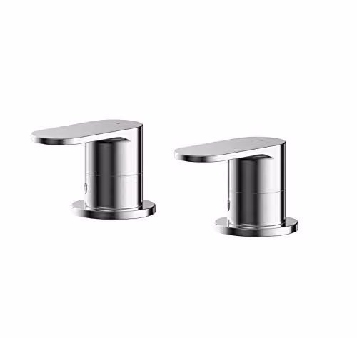 nuie BIN308 Binsey Modern Round Deck Mounted Bathroom Side Valves with Lever Handles, Chrome