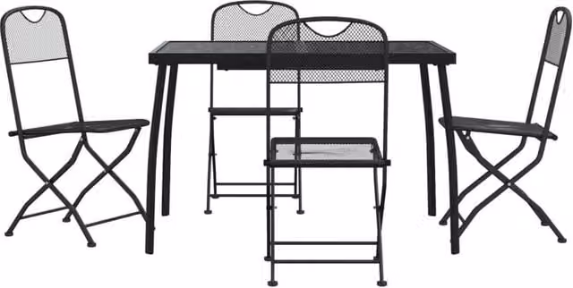 Berkfield Home 5 Piece Modern Garden Dining Set in Anthracite Black Metal Mesh