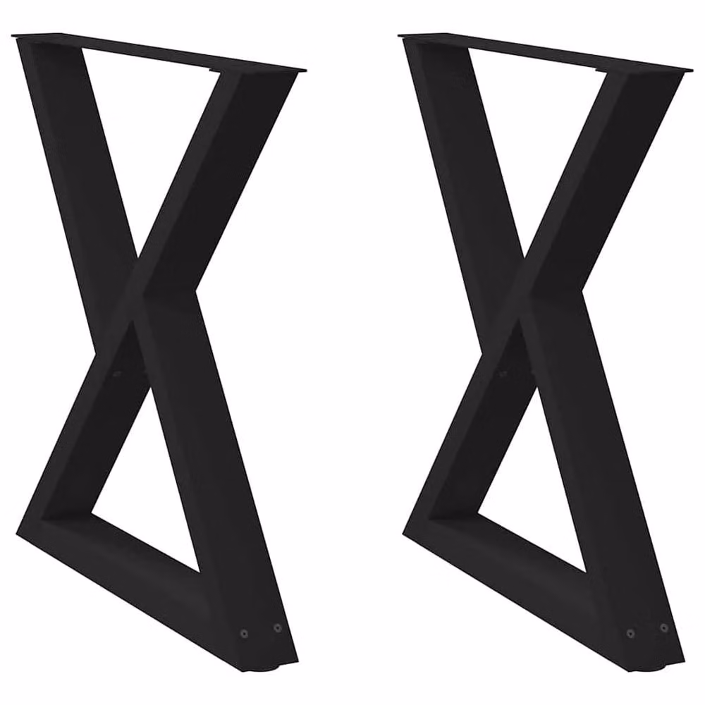 Berkfield Home Modern Dining Table Legs, 2 Pieces, Black Steel, H: 72-73.3 cm x W: 80 cm – 2