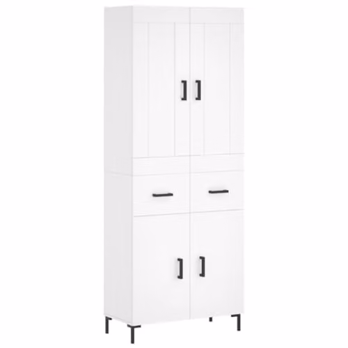 vidaXL Industrial Highboard in White, W/D/H: 69.5 x 34 x 180 cm