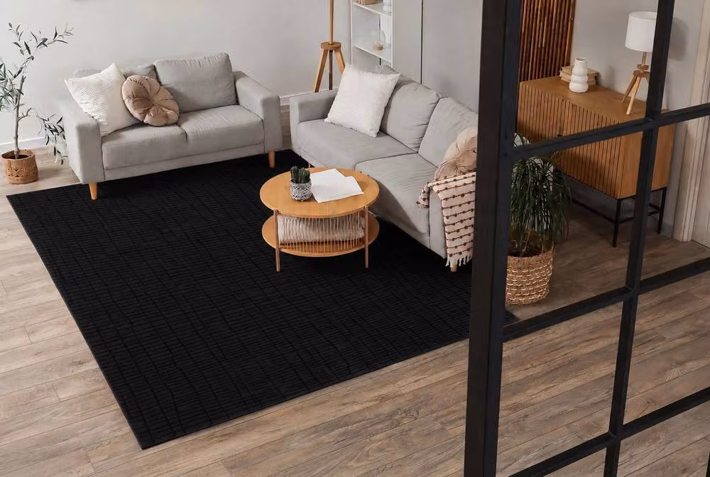 RugsX Aura Geometric Black Polyester Rug, W: 160 cm, D: 220 cm – 4