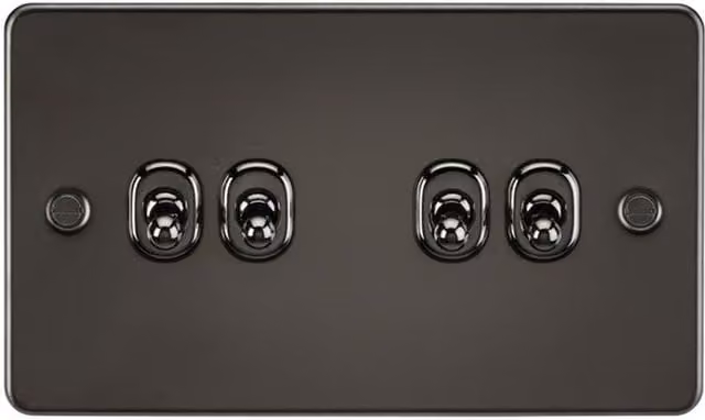 Knightsbridge FP4TOGGM Gunmetal 2-Way Toggle Switch with Flat Plate