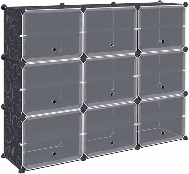 Berkfield Home Modern 9-Cube Storage Organiser with Doors in Black