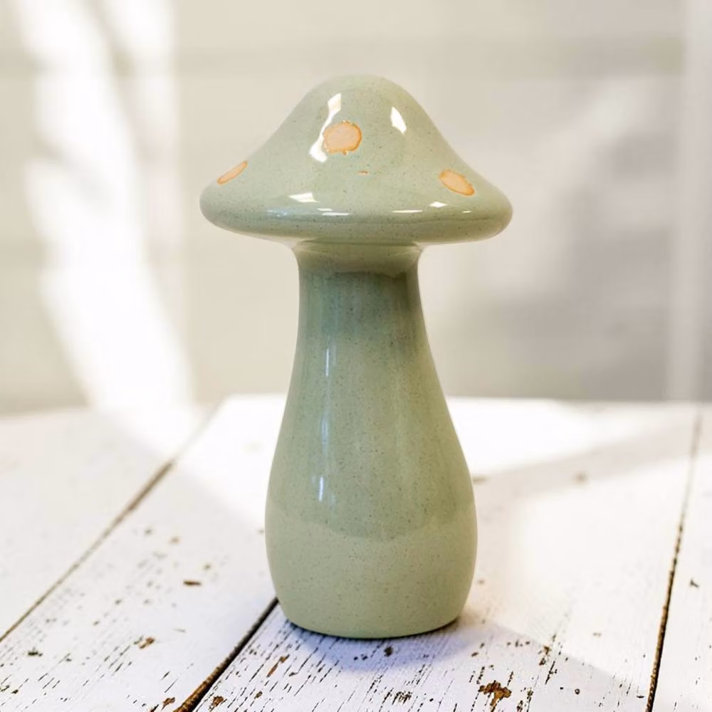 Four Candle Pale Green Ceramic Mushroom Decoration – 2