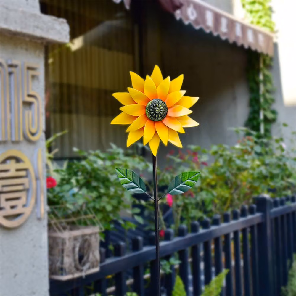 Quipulse Style 1 Simulated Sunflower Rotating Windmill Ornament in Yellow and Multicolour Metal – 2
