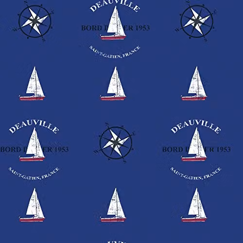 Galerie Deauville 2 Boats Design Nautical Wallpaper, Navy Blue, W: 53 cm, L: 10 m