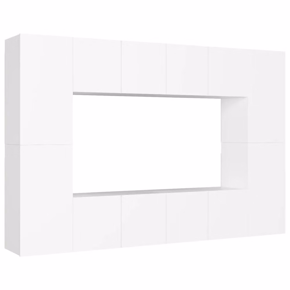 Berkfield Home 8 Piece Modern White Wall Mounted TV Cabinet Set in Engineered Wood – 2