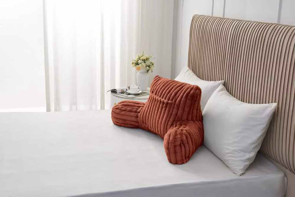Gaveno Cavailia Ribbed Fleece Bolster Cuddle Cushion in Burnt Orange – 2