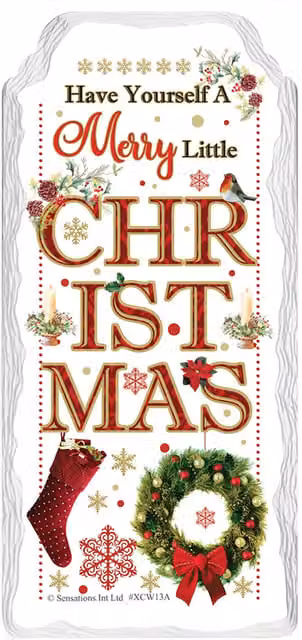 Sensations Merry Little Christmas Hanging Paper Plaque in Multicolour and White