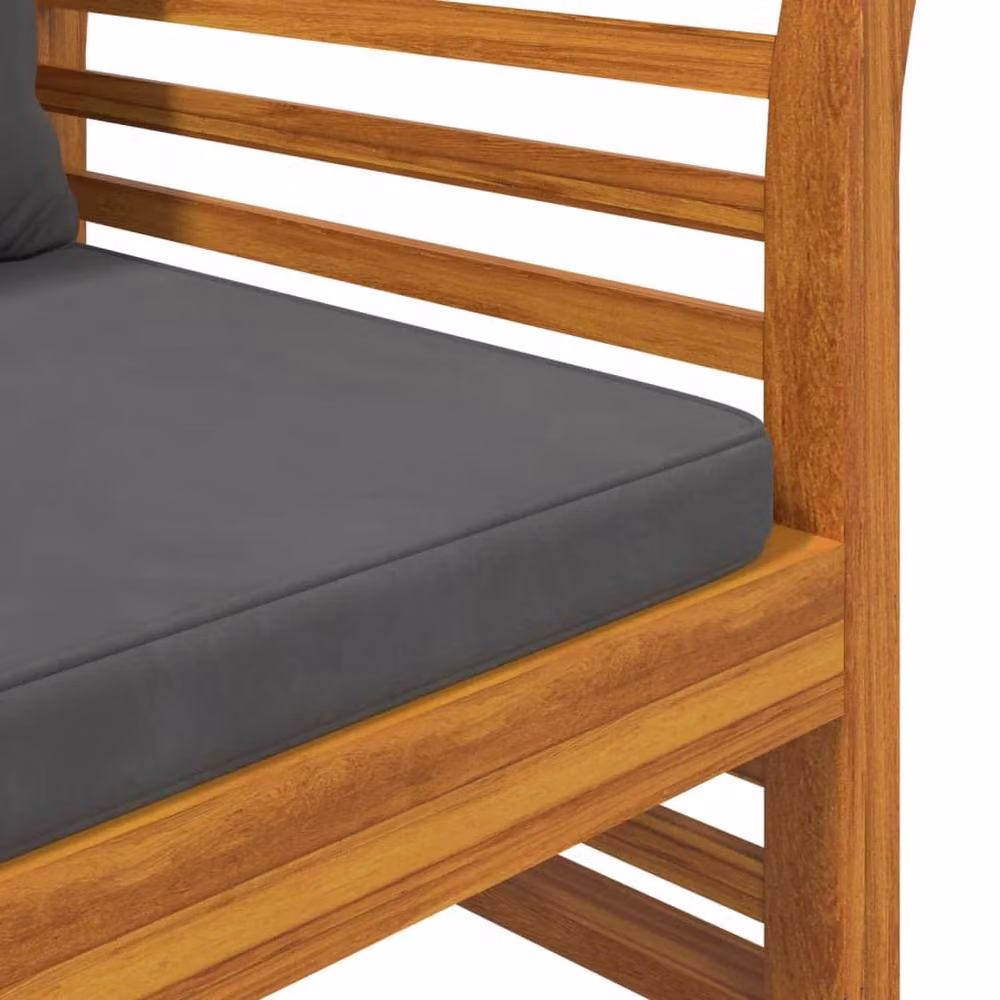Berkfield Home 2 Piece Garden Lounge Set with Acacia Wood Frame and Grey Cushions in Brown – 4