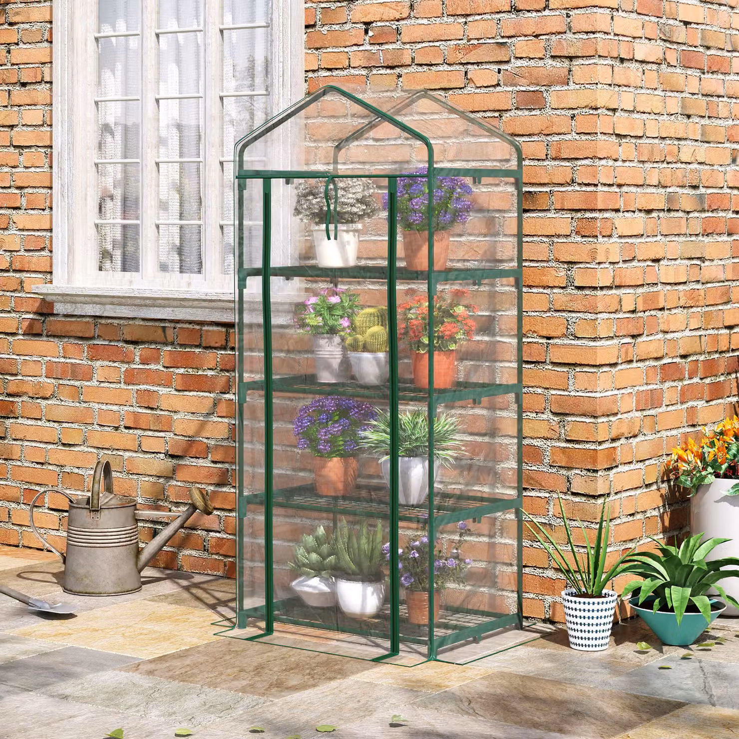 Outsunny 4 Tier Mini Portable Greenhouse with Transparent Cover and Metal Frame, H 160 x L 70 x W 50 cm – 2