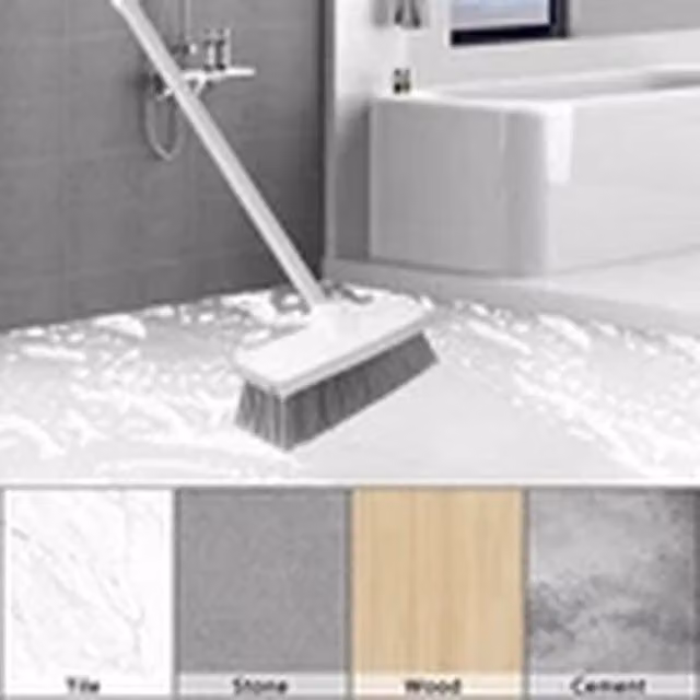 EONLION 2 in 1 Long Handle Floor Tile and Deck Cleaning Brush with Scraper and Telescopic Handle in White – 1