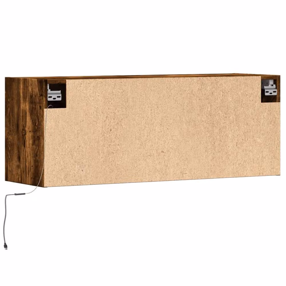 Berkfield Home TV Wall Cabinet with LED Lights in Smoked Oak Brown, W/D/H: 100 x 31 x 35 cm – 6