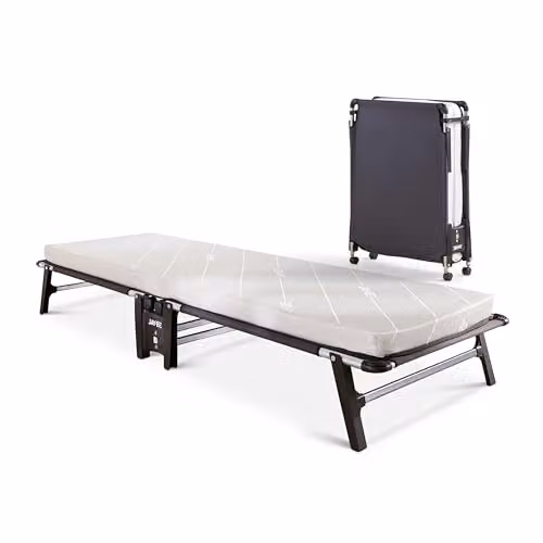 Jay-Be HE70 Black Metal Folding Guest Bed with Mattress – 1