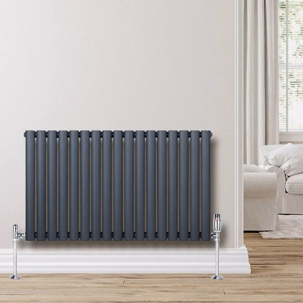 Monstershop Oval Single Column Steel Radiator in Anthracite Grey, H: 102.0 cm, W: 60.0 cm – 4
