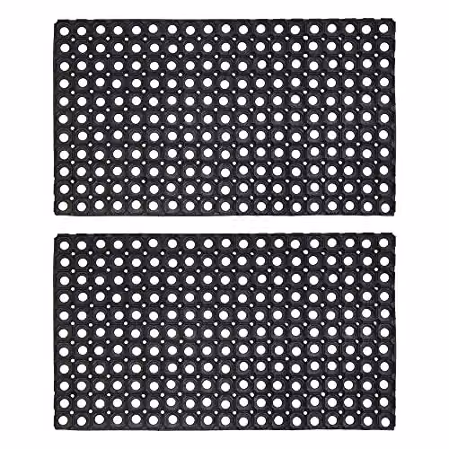 JVL Contract Rondo Rubber Ring Scraper Doormat, Pack of 2, Black, W: 50 cm, D: 100 cm – 6