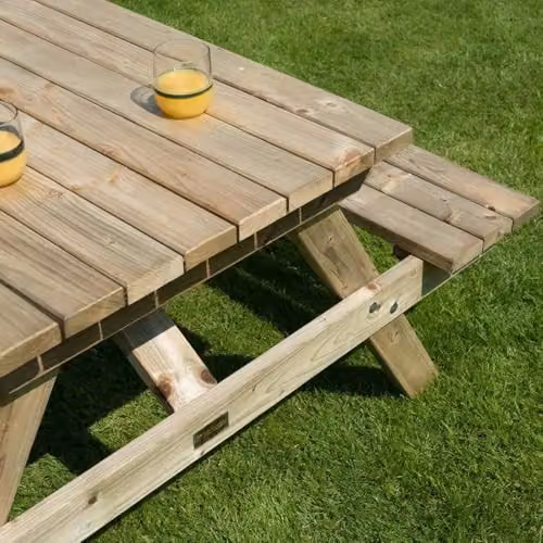 Rowlinson Premier Heavy Duty Wooden Picnic Table in Natural Brown – 4