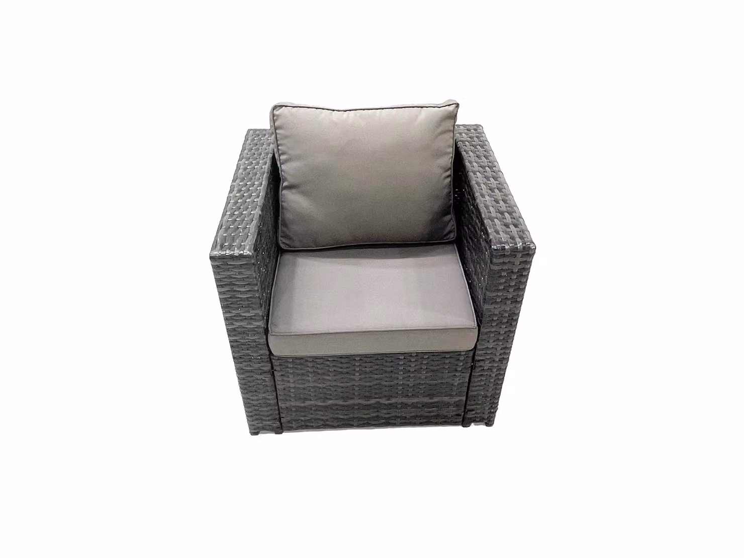 Fimous Rattan Garden Furniture Set in Dark Grey with 3 Seater Sofa, 2 Seater Sofa, Armchair, Coffee Table and Ottoman – 2