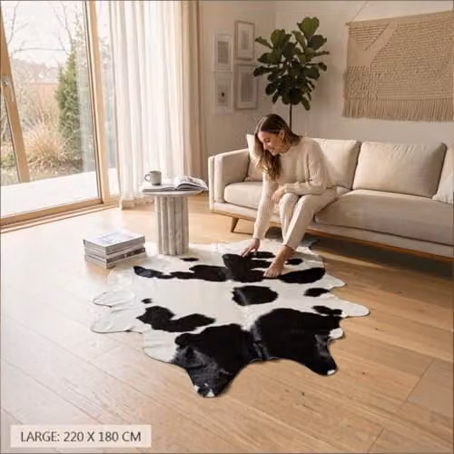Infinity Leather Natural Black and White Cowhide Hairon Rug, W: 180 cm x D: 220 cm – 6