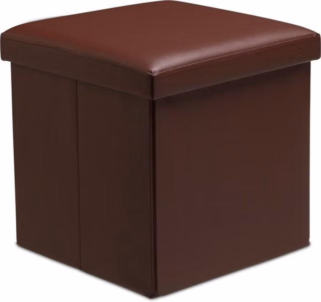 Snug City Brown Faux Leather Foldable Storage Ottoman with Lid, W/D/H: 38 x 38 x 38 cm – 1