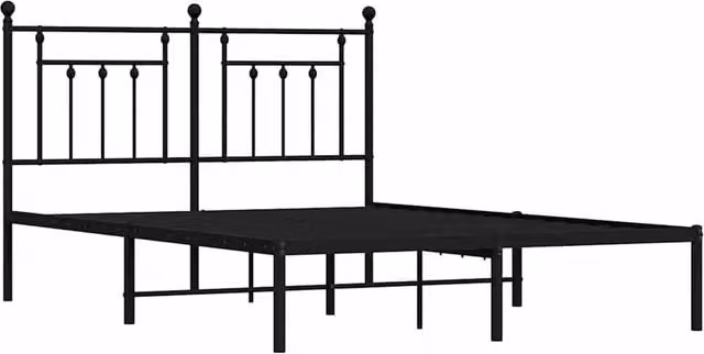 Berkfield Home Metal Bed Frame with Headboard in Black, W/D/H: 140 x 190 x 97 cm