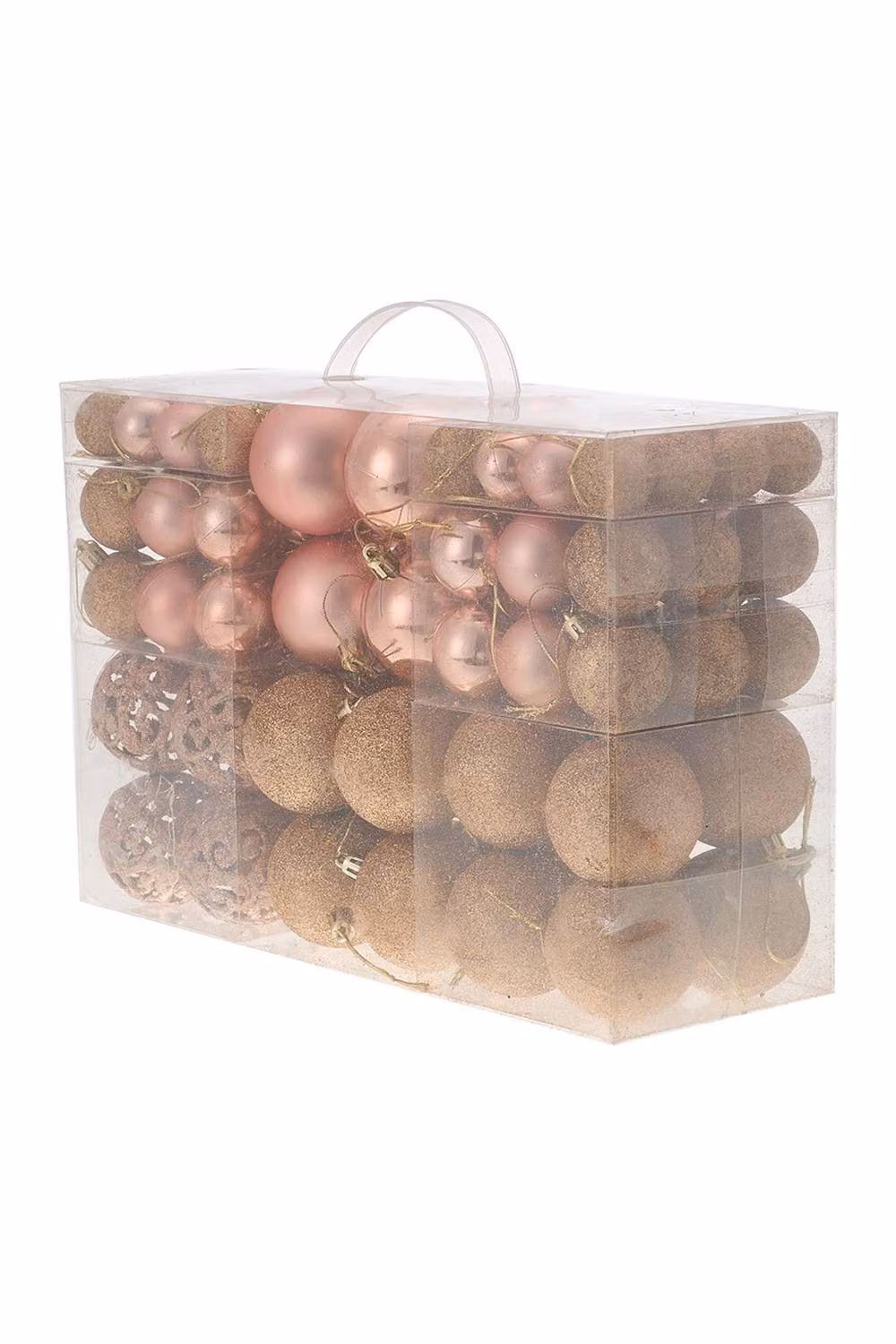 Living and Home 100-Piece Gold Christmas Bauble Ornament Set with Glitter and Geometric Cutout Designs – 4