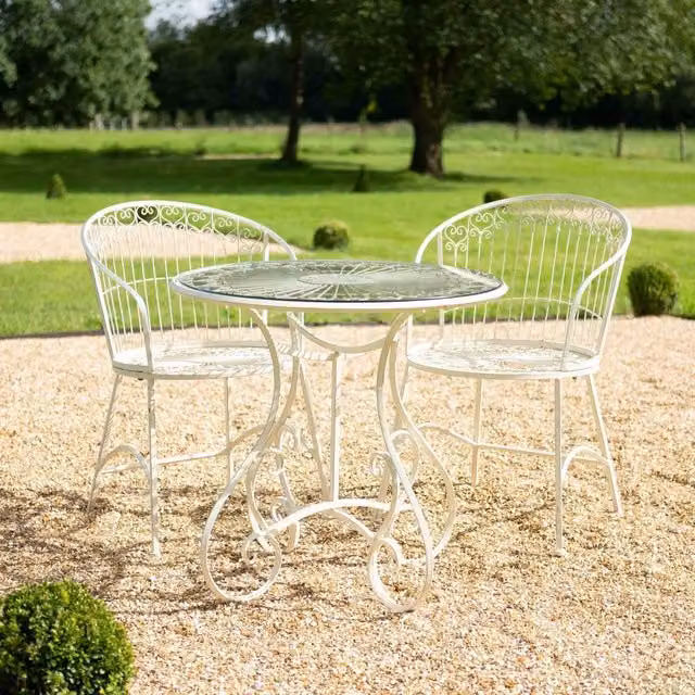 Ascalon Design Ltd Blaisdon 3-Piece Bistro Set with Glass Top in Cream and Beige