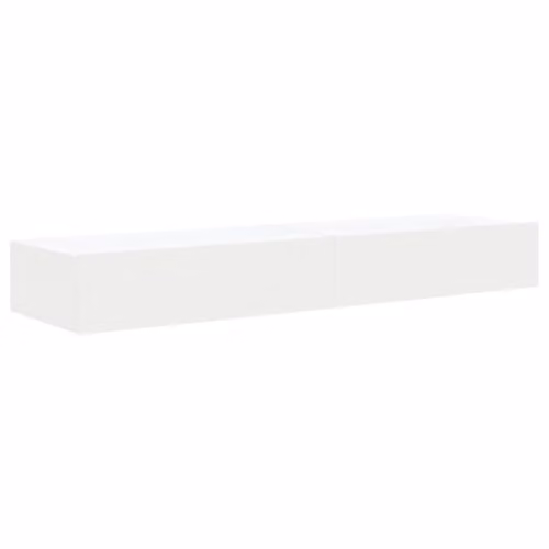 vidaXL Set of 2 Modern White Wall Mounted TV Cabinets with Integrated LED Lights, W/D/H: 60 x 35 x 15.5 cm