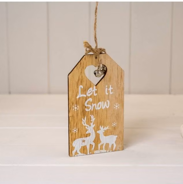 KDMD Set of Two Rustic Brown Hanging Wooden Christmas Signs