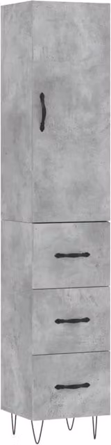 Berkfield Home Modern Highboard in Concrete Grey, W/D/H: 34 x 34.5 x 180 cm