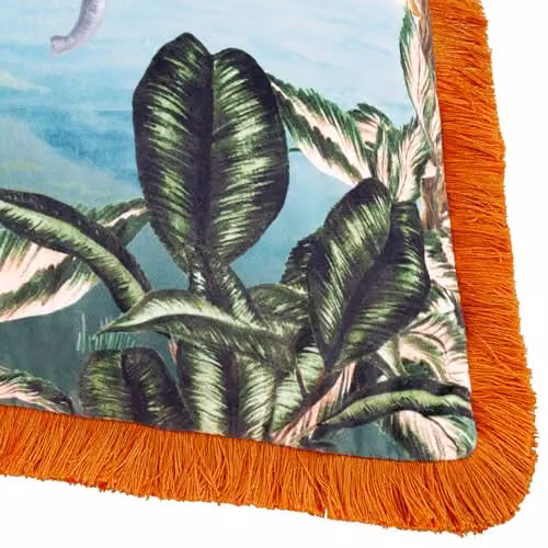 Paoletti Odisha Scene Printed Velvet Cushion, Multicolour, W/D/H: 50 x 50 x 50 cm – 3