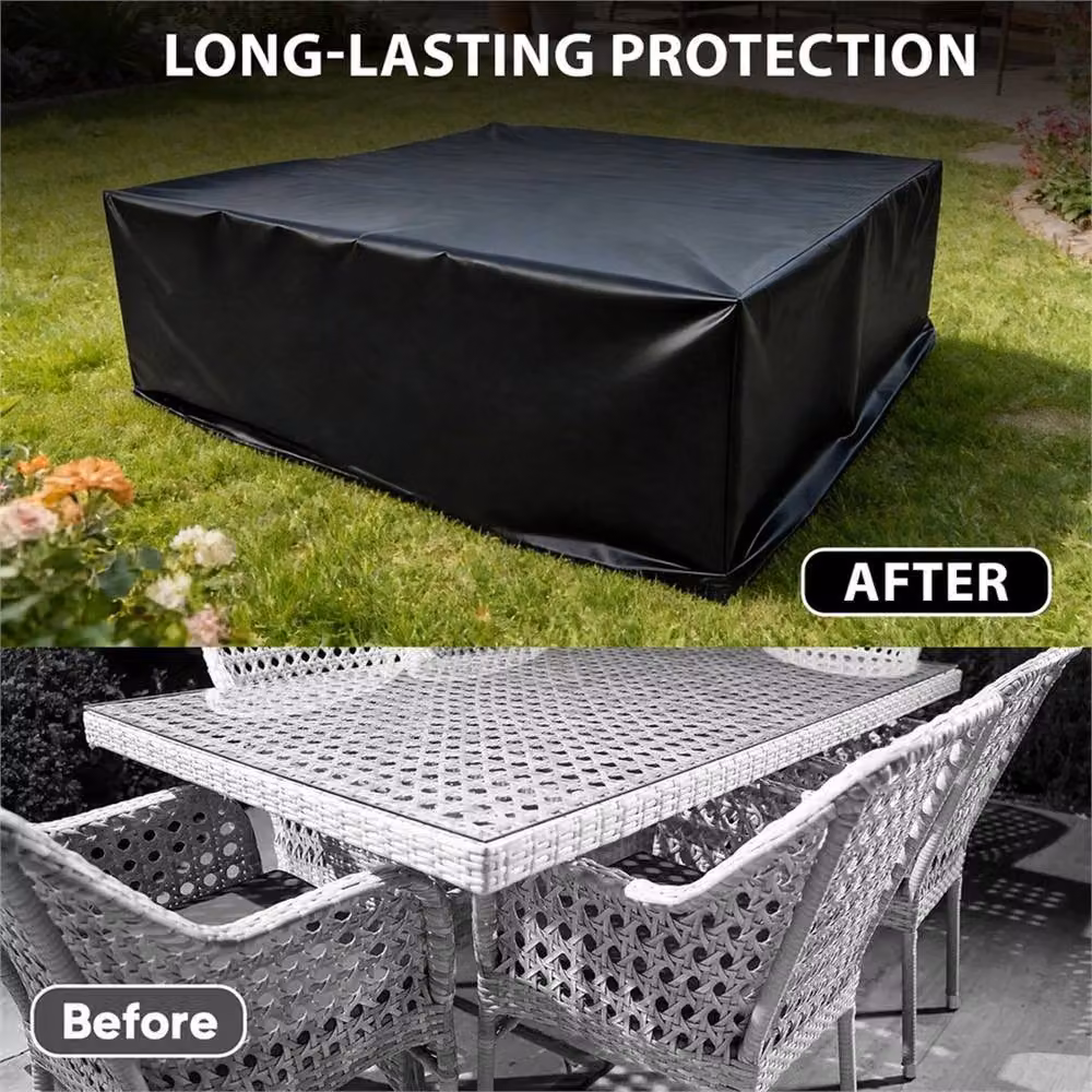 NESTLUNE Waterproof Black Polyester Garden Furniture Cover W/D/H: 250 x 250 x 90 cm – 3