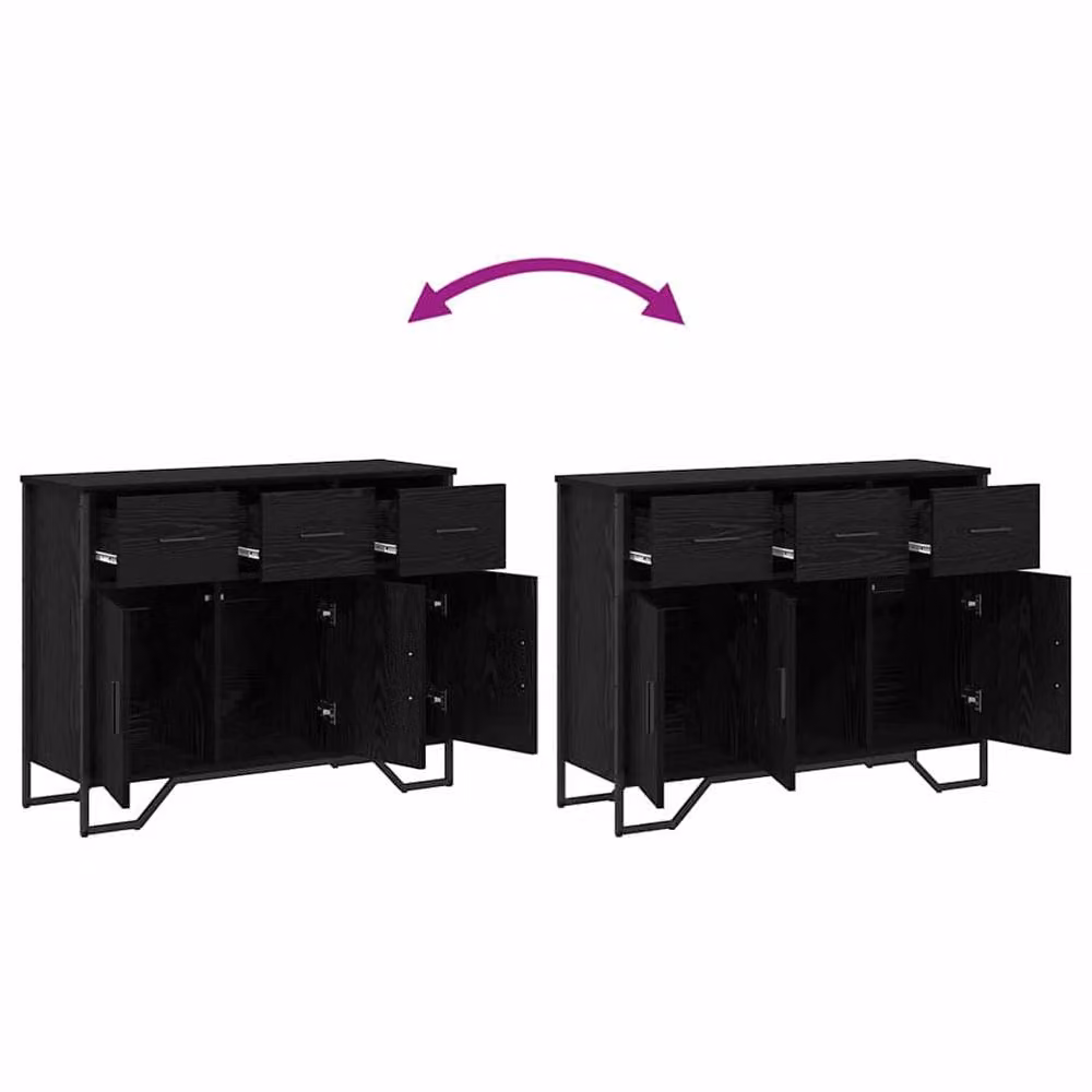 Berkfield Home Black Oak Sideboard, W/D/H: 97 x 32.5 x 74.5 cm – 7