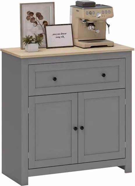 Kelvenix Grey Sideboard Storage Cabinet with Adjustable Shelf and Drawer, W/D/H: 80 x 35 x 78.5 cm – 1