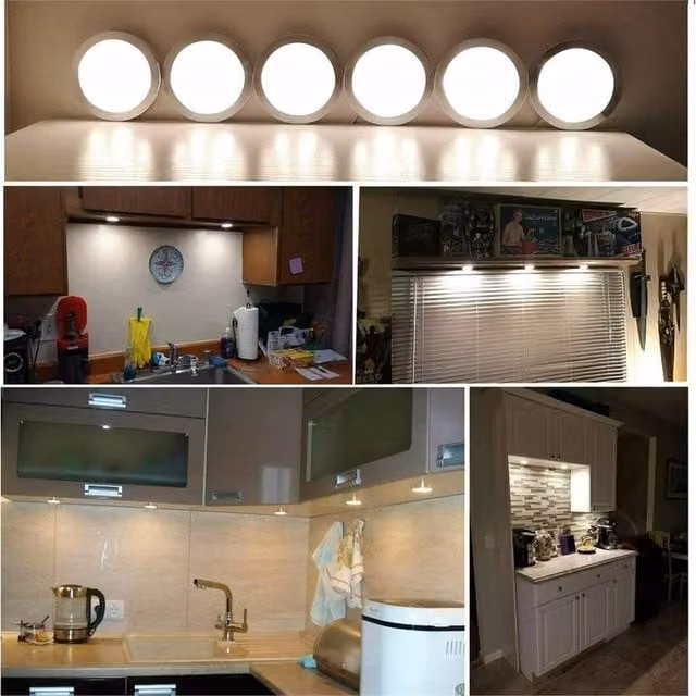 PAWNORA 6-Piece Cool White LED Under Cabinet Lights in Aluminium for Kitchen Furniture – 1