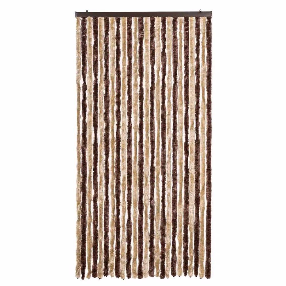 Berkfield Home Chenille Fly Curtain in Beige and Light Brown, W: 100 cm, H: 230 cm – 3