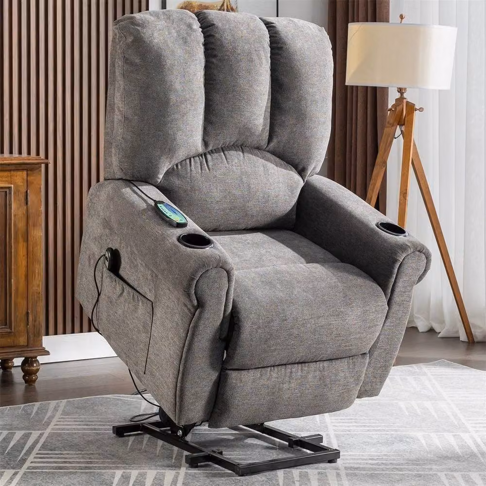 FORGEVIO Electric Riser Recliner Chair in Grey Fabric with Power Lift Assist and Massage Function – 3