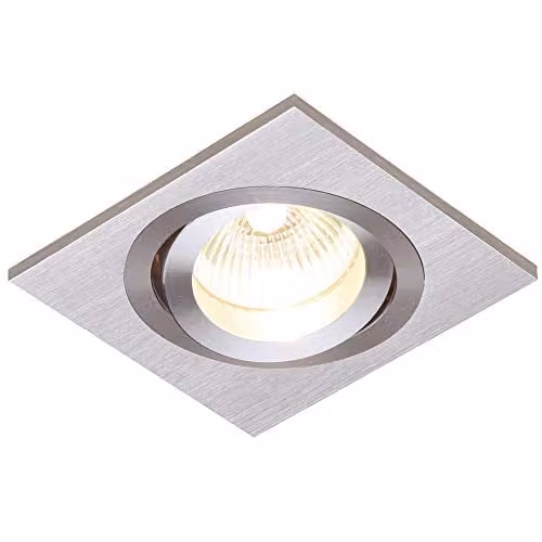 Loops Single Adjustable Tilt Slim Square Ceiling Spotlight in Silver with GU10 LED Holder