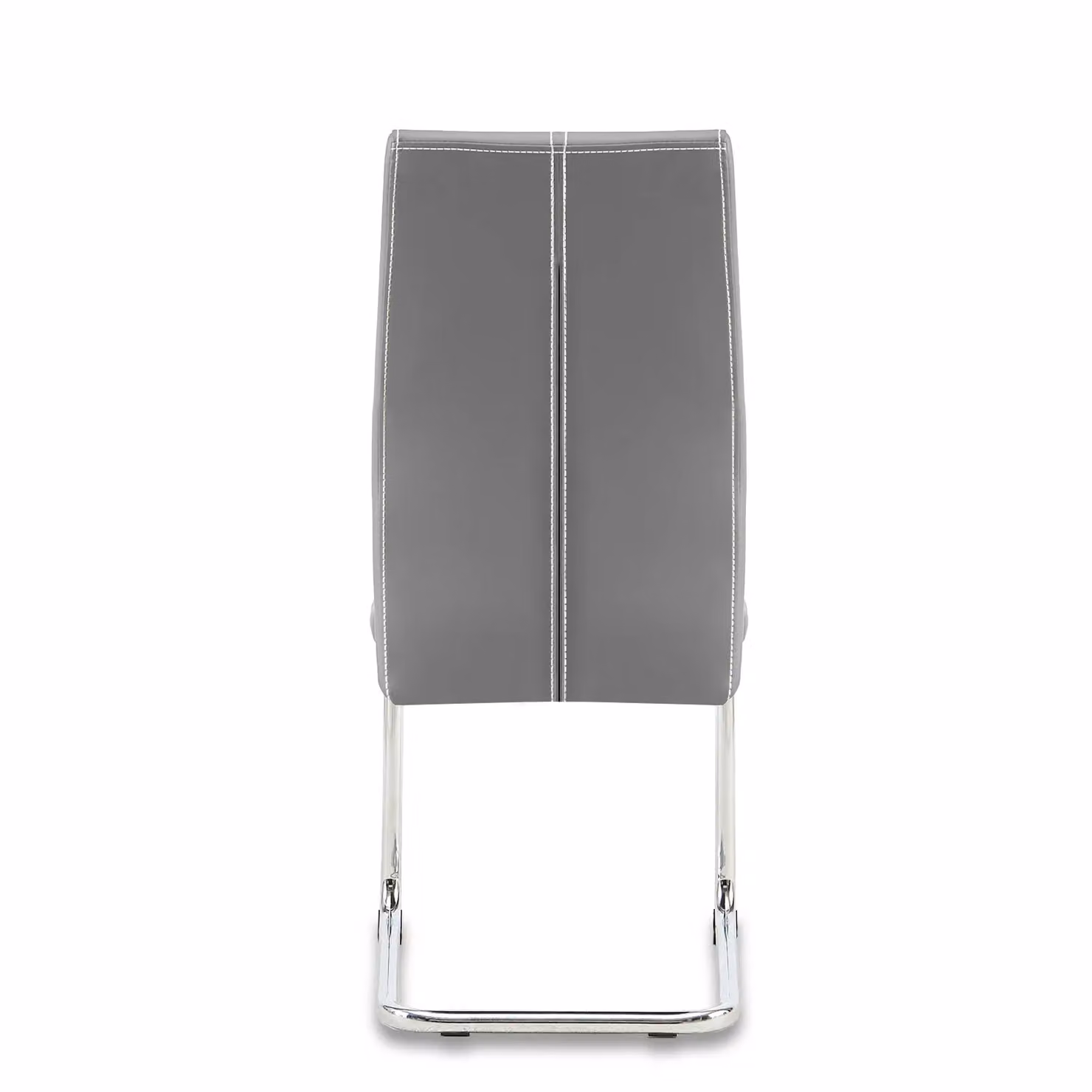 SONARA Set of 4 Modern Faux Leather Dining Chairs with Chrome Metal Cantilever Legs in Grey – 3