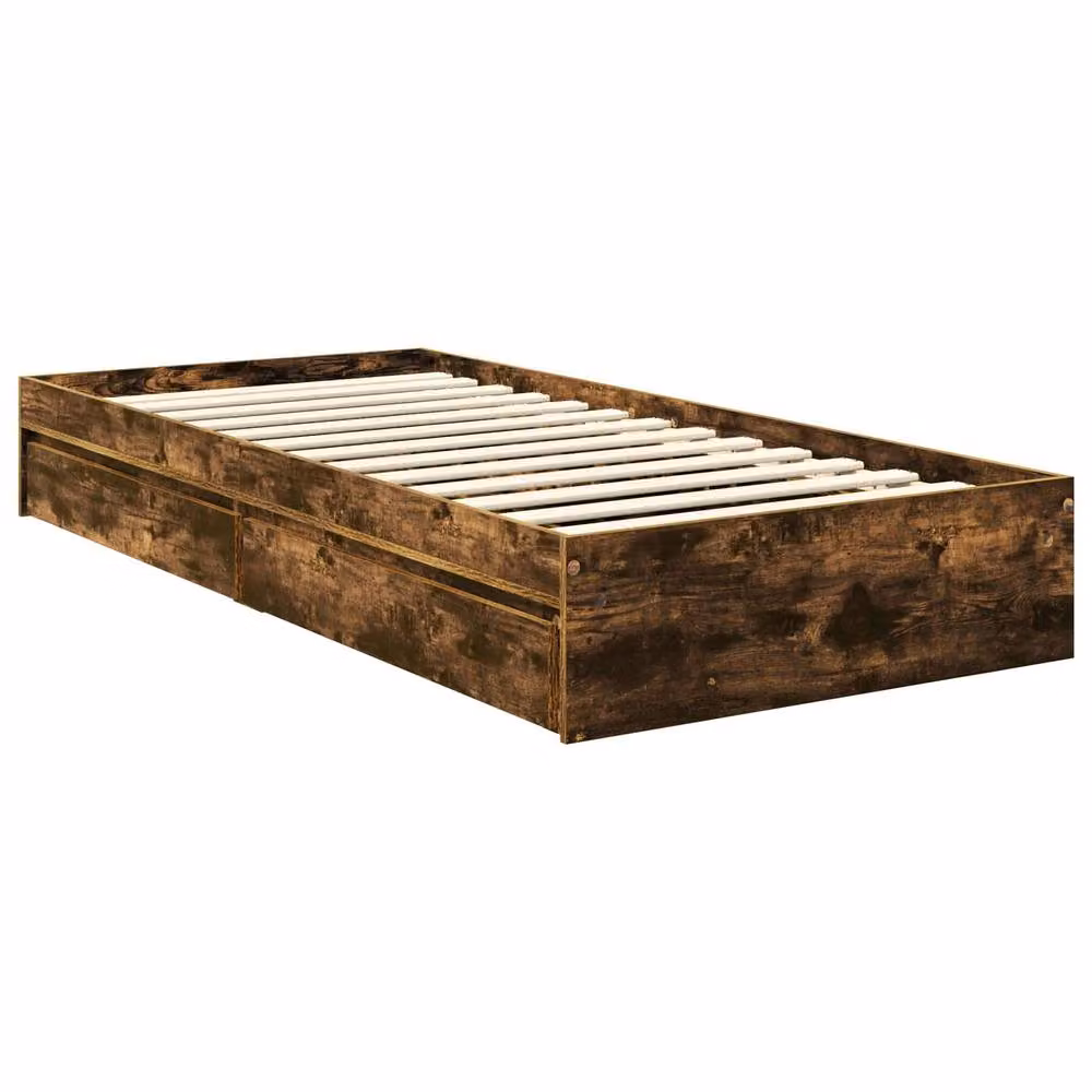Berkfield Home Modern Storage Bed with Drawers in Smoked Oak Brown, W: 90 cm, L: 200 cm – 3