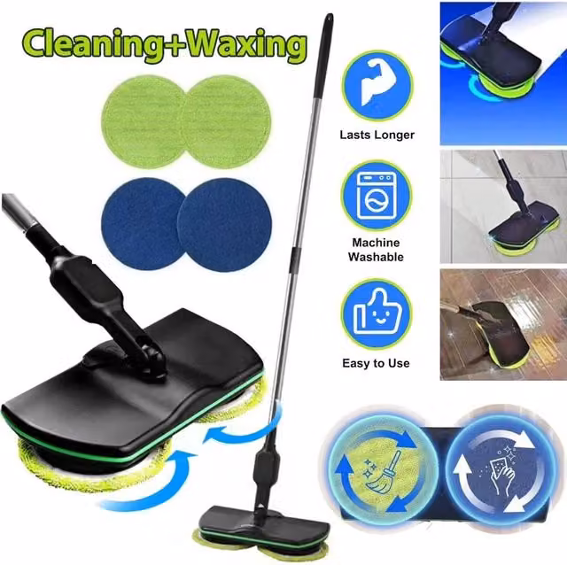 SPETLEK Cordless Rechargeable Electric Spinning Mop in Black