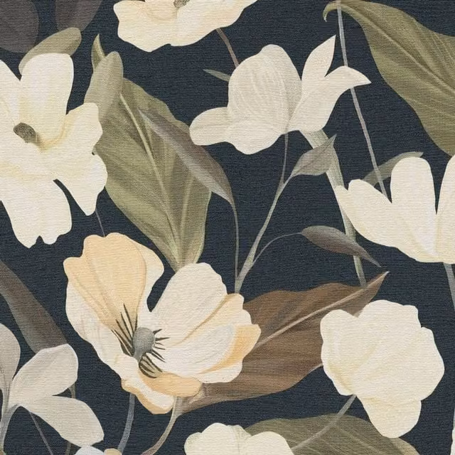 Erismann Fairy Blossom Floral Vinyl Wallpaper in Black – 1