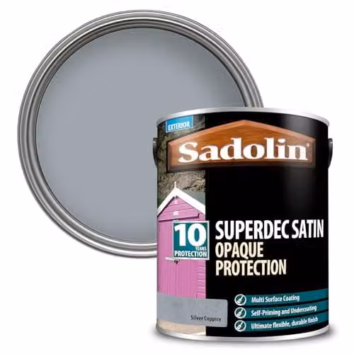 Sadolin Superdec Satin Opaque Wood Protection in Silver Coppice, 5 l
